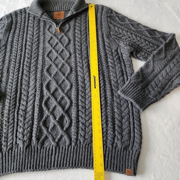 Canadiana Cable Knit Sweater Mens XL 1/4 Zip Preppy Office Fisherman Hipster - Picture 9 of 15